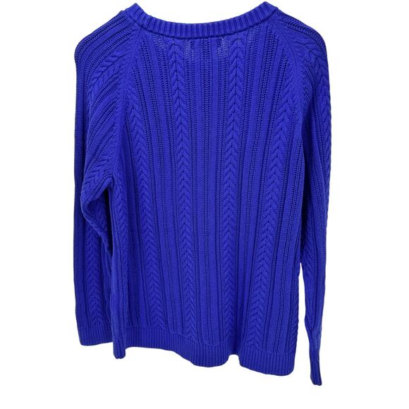 Lands End Sweater Womens XLp Petite XL Royal Blue Cable Knit Pullover Coastal - Picture 4 of 7